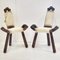 Brutalist Tripod Chairs in Oak & Goatskin, 1960s, Set of 2 1