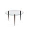 Italian Round Coffee Table with Crystal Top and Brass Legs, Image 1