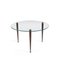 Table Basse Ronde avec Plateau en Cristal et Pieds en Laiton, Italie 1