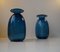 Danish Blue Capri Glass Vases by Jacob E. Bang for Holmegaard, 1960s, Set of 2 2