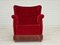 Vintage Danish Armchair in Cherry-Red Velour, 1960s 1