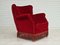 Vintage Danish Armchair in Cherry-Red Velour, 1960s, Image 2