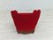 Vintage Danish Armchair in Cherry-Red Velour, 1960s 11