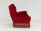 Vintage Danish Armchair in Cherry-Red Velour, 1960s 15