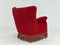 Vintage Danish Armchair in Cherry-Red Velour, 1960s, Image 14