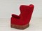 Vintage Danish High Back Armchair in Cherry-Red Velour, 1960s 7