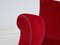 Vintage Danish High Back Armchair in Cherry-Red Velour, 1960s, Image 3