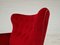 Vintage Danish High Back Armchair in Cherry-Red Velour, 1960s 6