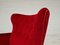 Vintage Danish High Back Armchair in Cherry-Red Velour, 1960s, Image 6