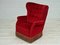Vintage Danish High Back Armchair in Cherry-Red Velour, 1960s 5