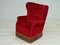 Vintage Danish High Back Armchair in Cherry-Red Velour, 1960s, Image 5