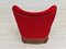 Vintage Danish High Back Armchair in Cherry-Red Velour, 1960s 10