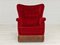 Vintage Danish High Back Armchair in Cherry-Red Velour, 1960s 2