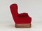 Vintage Danish High Back Armchair in Cherry-Red Velour, 1960s 14