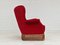 Vintage Danish High Back Armchair in Cherry-Red Velour, 1960s, Image 14