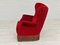 Vintage Danish High Back Armchair in Cherry-Red Velour, 1960s, Image 8