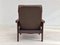 Scandinavian Adjustable Lounge Chair in Brown Leather and Oak, 1970s 14