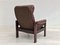 Scandinavian Adjustable Lounge Chair in Brown Leather and Oak, 1970s 18