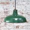 Vintage American Industrial Pendant Lamp in Green Enamel with Brass Top 4