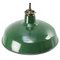Vintage American Industrial Pendant Lamp in Green Enamel with Brass Top 2