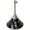 Vintage French Industrial Black Enamel and Chrome Pendant Light by Gal, France 3
