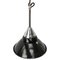 Vintage French Industrial Black Enamel and Chrome Pendant Light by Gal, France, Image 3