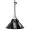 Vintage French Industrial Black Enamel and Chrome Pendant Light by Gal, France 1
