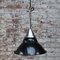 Lámpara colgante industrial francesa vintage de cromo y esmalte en negro de Gal, France, Imagen 5