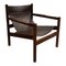 Mid-Century Leather & Walnut Roxinho Safari Lounge Chair by Michel Arnoult 1