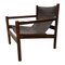 Mid-Century Leather & Walnut Roxinho Safari Lounge Chair by Michel Arnoult 3
