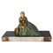 French Art Deco Onyx & Polychrome Pewter Reading Woman with Dog, 1930 2