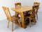 Mid-20th Century Hunting Theme Dining Table and Dining Chairs in Oak, France, Set of 5 1
