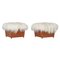 Modern Scandinavian Stools in Oak and Sheepskin, Denmark, 1960s, Set of 2, Image 1