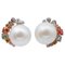 14kt White and Rose Gold Earrings with South-Sea Pearls and Sapphires, 1970s, Set of 2, Image 1