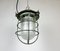 Industrial Soviet Bunker Green Pendant Light with Iron Grid, 1960s 10