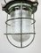 Industrial Soviet Bunker Green Pendant Light with Iron Grid, 1960s 6
