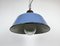 Industrial Blue Enamel and Cast Iron Pendant Light with Glass Cover, 1960s 10