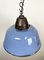 Industrial Blue Enamel and Cast Iron Pendant Light with Glass Cover, 1960s, Image 9