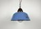 Industrial Blue Enamel and Cast Iron Pendant Light with Glass Cover, 1960s 2