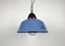 Industrial Blue Enamel and Cast Iron Pendant Light with Glass Cover, 1960s, Image 2