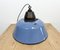 Industrial Blue Enamel and Cast Iron Pendant Light with Glass Cover, 1960s 7