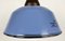 Lámpara colgante industrial de hierro fundido y esmalte azul con cubierta de vidrio, años 60, Imagen 3