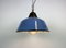 Industrial Blue Enamel and Cast Iron Pendant Light with Glass Cover, 1960s 12