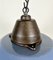 Industrial Blue Enamel and Cast Iron Pendant Light with Glass Cover, 1960s 8