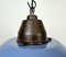 Industrial Blue Enamel and Cast Iron Pendant Light with Glass Cover, 1960s 4