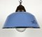 Industrial Blue Enamel and Cast Iron Pendant Light with Glass Cover, 1960s 5