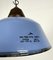 Industrial Blue Enamel and Cast Iron Pendant Light with Glass Cover, 1960s 6
