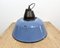Industrial Blue Enamel and Cast Iron Pendant Light with Glass Cover, 1960s 11