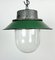 Lámpara colgante industrial de hierro fundido y esmalte verde, años 60, Imagen 5