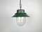 Lampe à Suspension Industrielle en Émail Vert et Fonte, 1960s 2